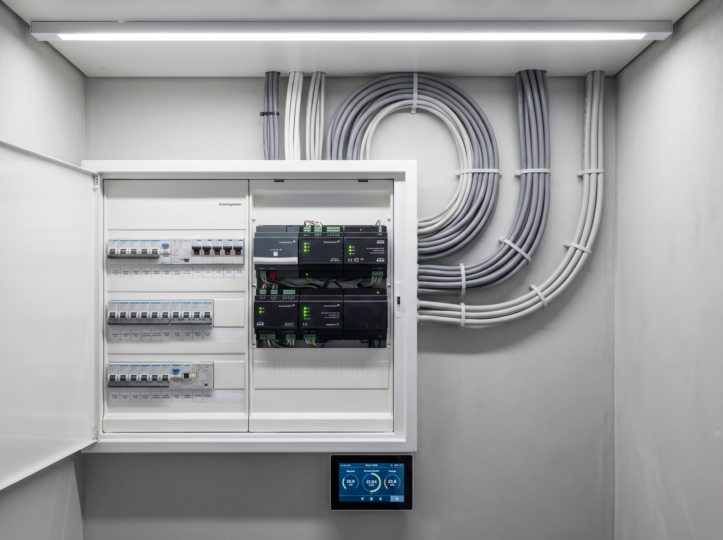 Moderner Sicherungskasten — saubere Elektroinstallation